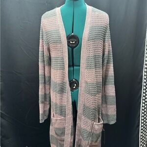 Massini Pink and Gray Cardigan Sweater